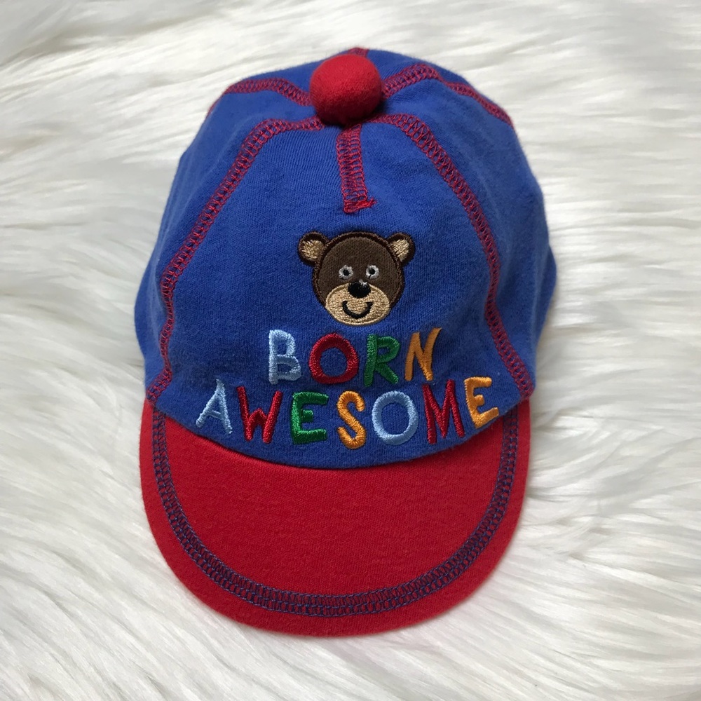 Born Awesome Baby Boy Soft Baseball Cap